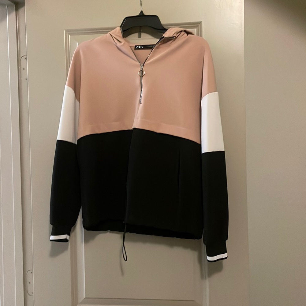Zara Color Block Half-Zip Hoodie